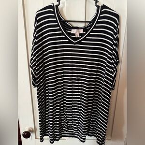 Philosophy Black and White Striped Top